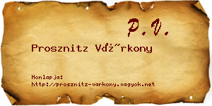 Prosznitz Várkony névjegykártya